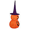 30" Pop Up Lighted Tinsel Stacked Jack-O-Lanterns Halloween Decoration Image 1