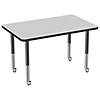 30" Proper 48" Rectangle T-Mold Activity Table with Adjustable Super Legs - Gray/Black Image 2