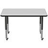30" Proper 48" Rectangle T-Mold Activity Table with Adjustable Super Legs - Gray/Black Image 3