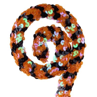 30" Sequin Stripe Spiral Spray: Orange &amp; Black Image 1