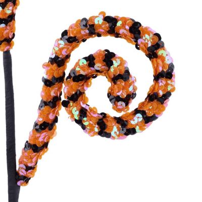 30" Sequin Stripe Spiral Spray: Orange &amp; Black Image 2