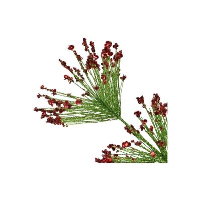 30" Sequin Tip Glitter Pine Spray: Red/Green Image 1
