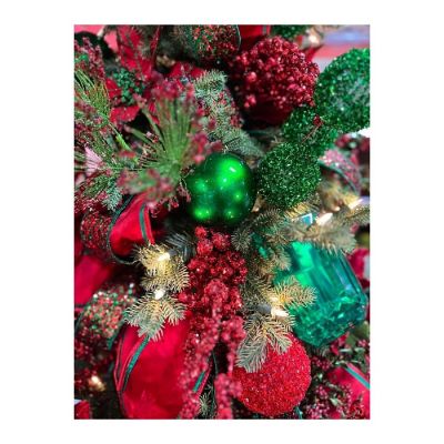 30" Sequin Tip Glitter Pine Spray: Red/Green Image 2