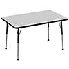 30" x 48" Rectangle T-Mold Activity Table with Adjustable Standard Ball Glide Legs - Gray/Black Image 1