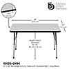30" x 48" Rectangle T-Mold Activity Table with Adjustable Standard Ball Glide Legs - Gray/Black Image 2