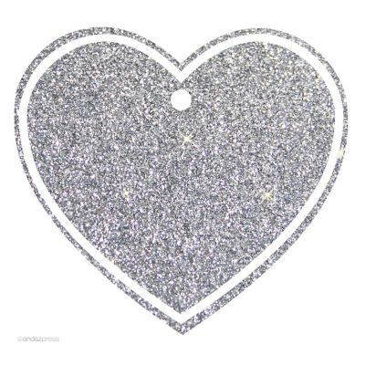 30PC Heart Gift Tag Solid Silver Glitter Image 1