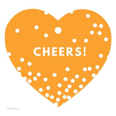 30PC Heart Tag Modern Cheers! Orange Image 1