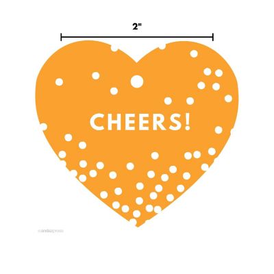 30PC Heart Tag Modern Cheers! Orange Image 2