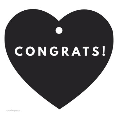 30PC Heart Tag Modern Congrats!, Black Image 1