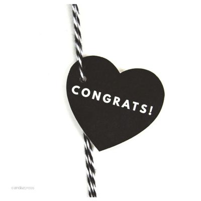 30PC Heart Tag Modern Congrats!, Black Image 1