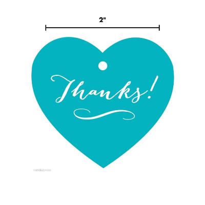 30PC Heart Tag Whimsical Thanks!, Aqua Image 2