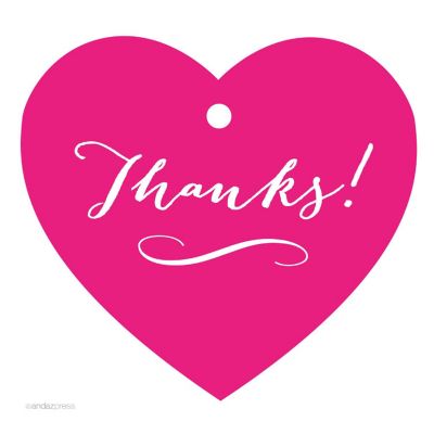 30PC Heart Tag Whimsical Thanks! Fuchsia Image 1