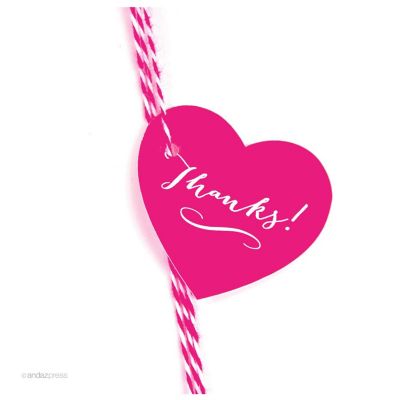 30PC Heart Tag Whimsical Thanks! Fuchsia Image 1