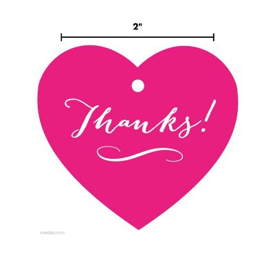 30PC Heart Tag Whimsical Thanks! Fuchsia Image 2