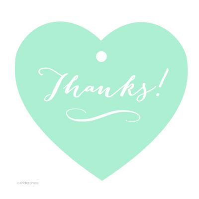 30PC Heart Tag Whimsical Thanks!, Mint Image 1