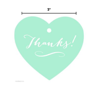 30PC Heart Tag Whimsical Thanks!, Mint Image 2