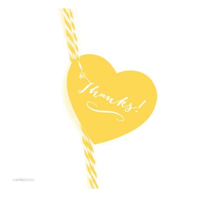 30PC Heart Tag Whimsical Thanks!, Yellow Image 1