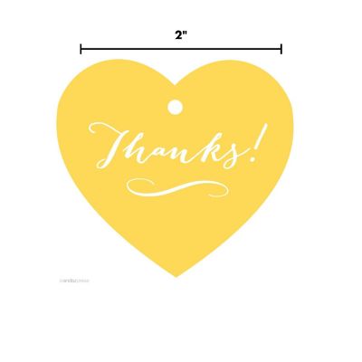 30PC Heart Tag Whimsical Thanks!, Yellow Image 2