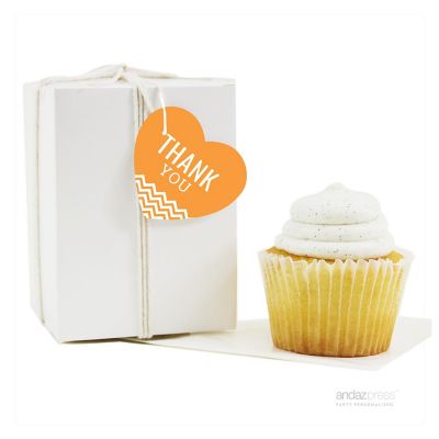 30PC Heart Tags Chevron Thank You Orange Image 1