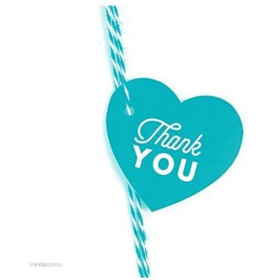 30PC Heart Tags Chic Thank You, Aqua Image 1