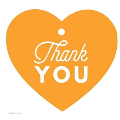 30PC Heart Tags Chic Thank You, Orange Image 1