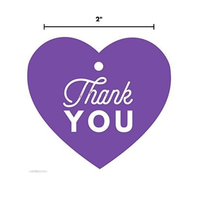 30PC Heart Tags Chic Thank You, Purple Image 2