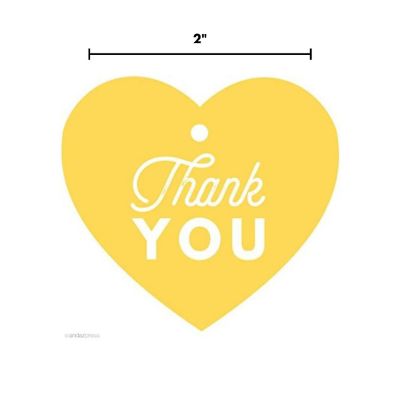30PC Heart Tags Chic Thank You, Yellow Image 2