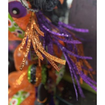 31" Glittered Paper Grass Spray: Orange Image 1