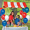 31&quot; x 46 1/2&quot; Big Top Striped Red &amp; White Polyester Tabletop Tent with Frame Image 1