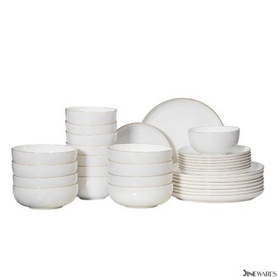 32-Pc White Bone China Dinnerware Set Image 1