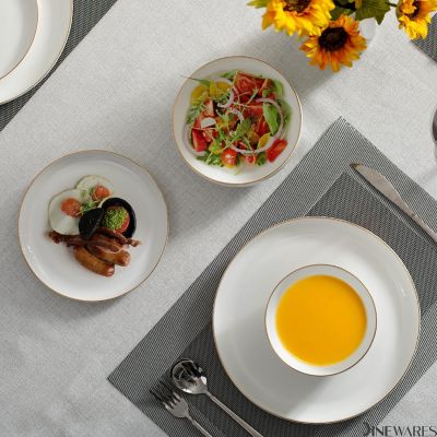 32-Pc White Bone China Dinnerware Set Image 1