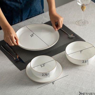 32-Pc White Bone China Dinnerware Set Image 2