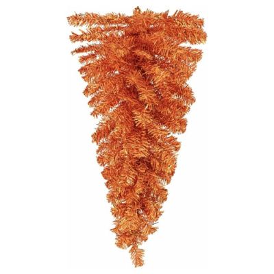 32" Pine Tinsel Teardrop Swag: Metallic Orange Image 1