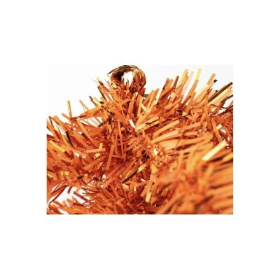 32" Pine Tinsel Teardrop Swag: Metallic Orange Image 1