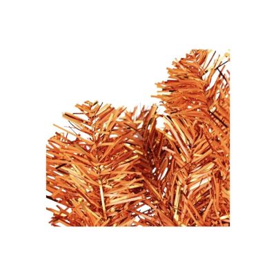 32" Pine Tinsel Teardrop Swag: Metallic Orange Image 2