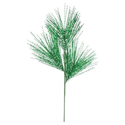 32" Tinsel Grass Spray: Green Image 1