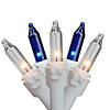 35-Count Blue and Clear Mini Christmas Light Set - 7' White Wire Image 1