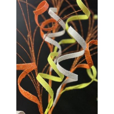 35" Glitter Curly Fishline Ball Spray: Candy Corn Image 2