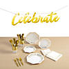 350 Pc. White & Gold Party Celebrate Disposable Tableware Kit for 24 Guests Image 1