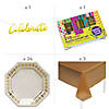 350 Pc. White & Gold Party Celebrate Disposable Tableware Kit for 24 Guests Image 2