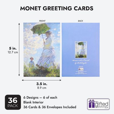 36-Count Assorted Box All Occasion Greeting Cards with Envelopes, Notecards, Artistic Design Inspired by Monet Painting, 5 x 3.5 in Image 2