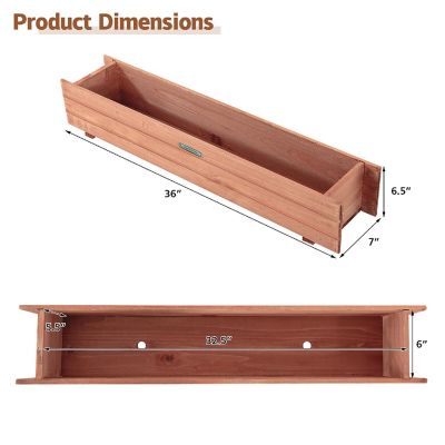 36 Inch Wooden Flower Planter Box Garden Yard Decorative Window Box Rectangular Image 3