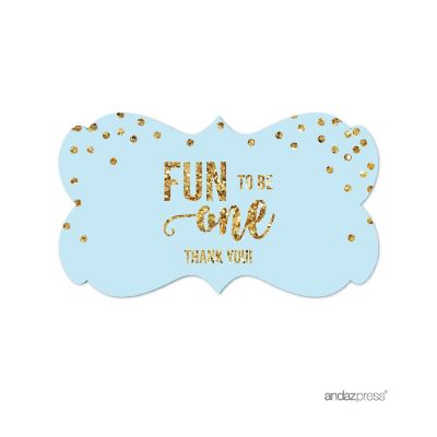 36 Light Blue Gold Boy Fancy Frame Label Image 1