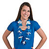 36" x 2 1/2" Blue & White Hawaiian Flower Polyester Leis - 12 Pc. Image 1
