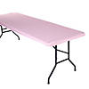 36" x 98" Pink Fitted Rectangle Plastic Tablecloth Image 1