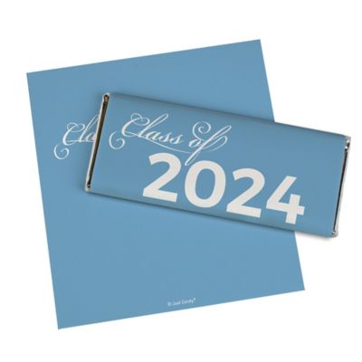 36ct Blue Graduation Candy Party Favors Class of 2024 Wrapped Chocolate Bars by Just Candy Image 1