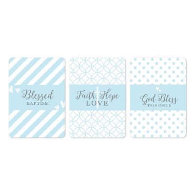 36Pcs Blue/Gray Boy Baptism Minis Labels Image 1