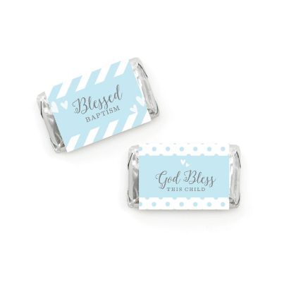 36Pcs Blue/Gray Boy Baptism Minis Labels Image 1