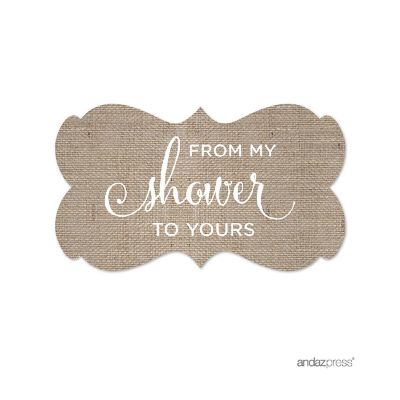 36PK From My Shower Burlap Frame Labels Image 1