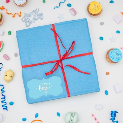 36PK It's a Boy! Baby Blue Frame Labels Image 1